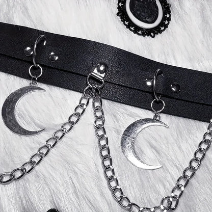 Moon Pendant Chain Fringe Belt