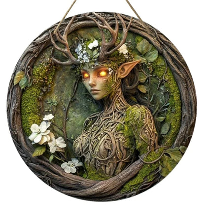 Tree Elf Circular Wooden Sign