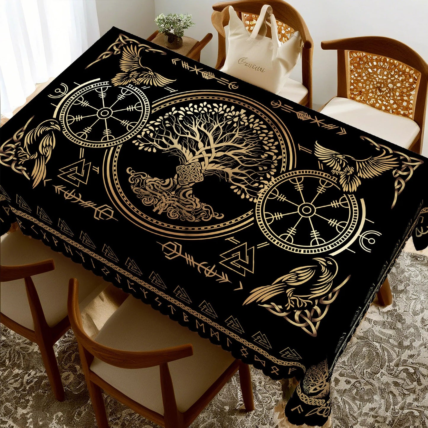 Viking Crow Rectangle Tablecloth