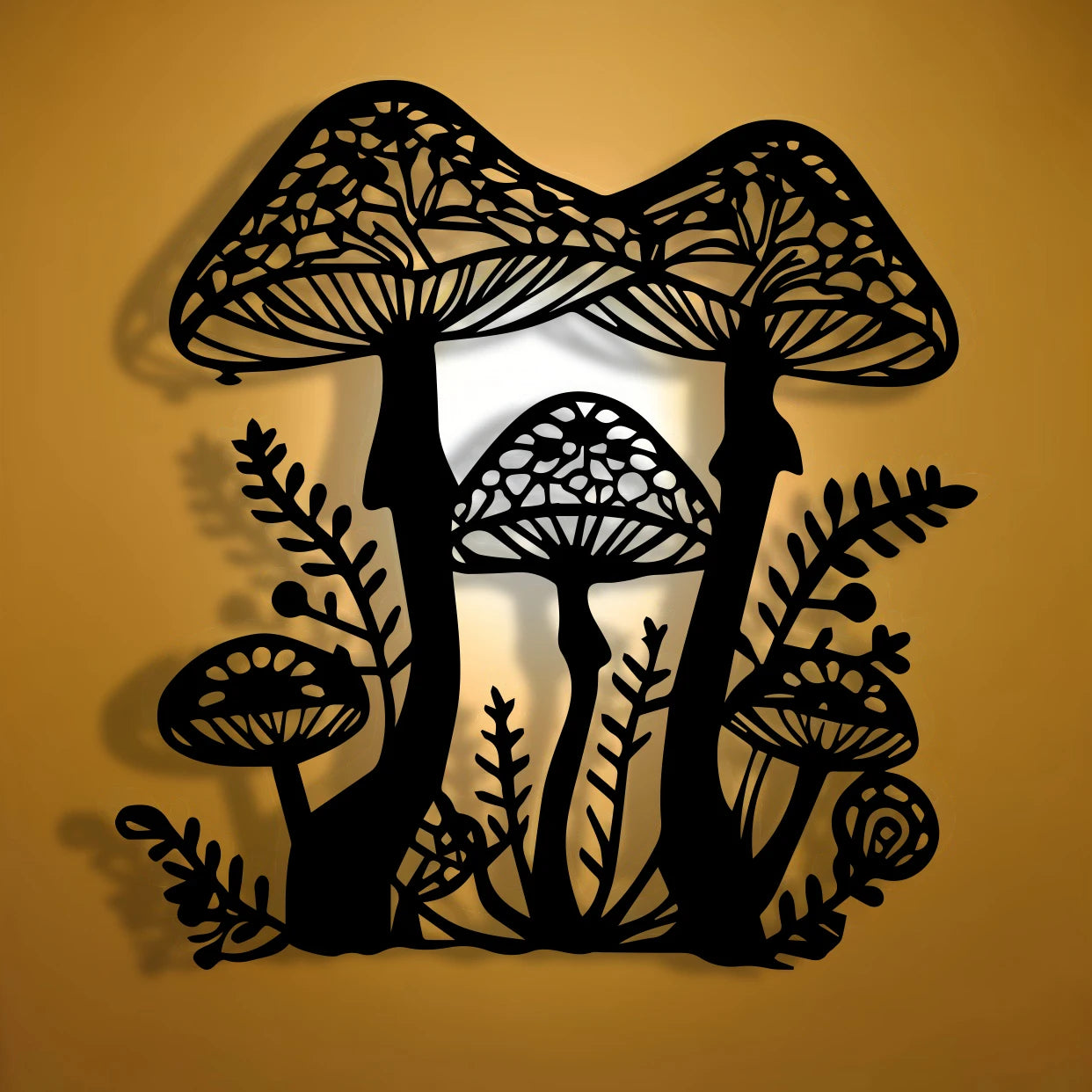 Intricate Hollow Mushroom Tree Metal Sign, Wall Art, Kitchen
