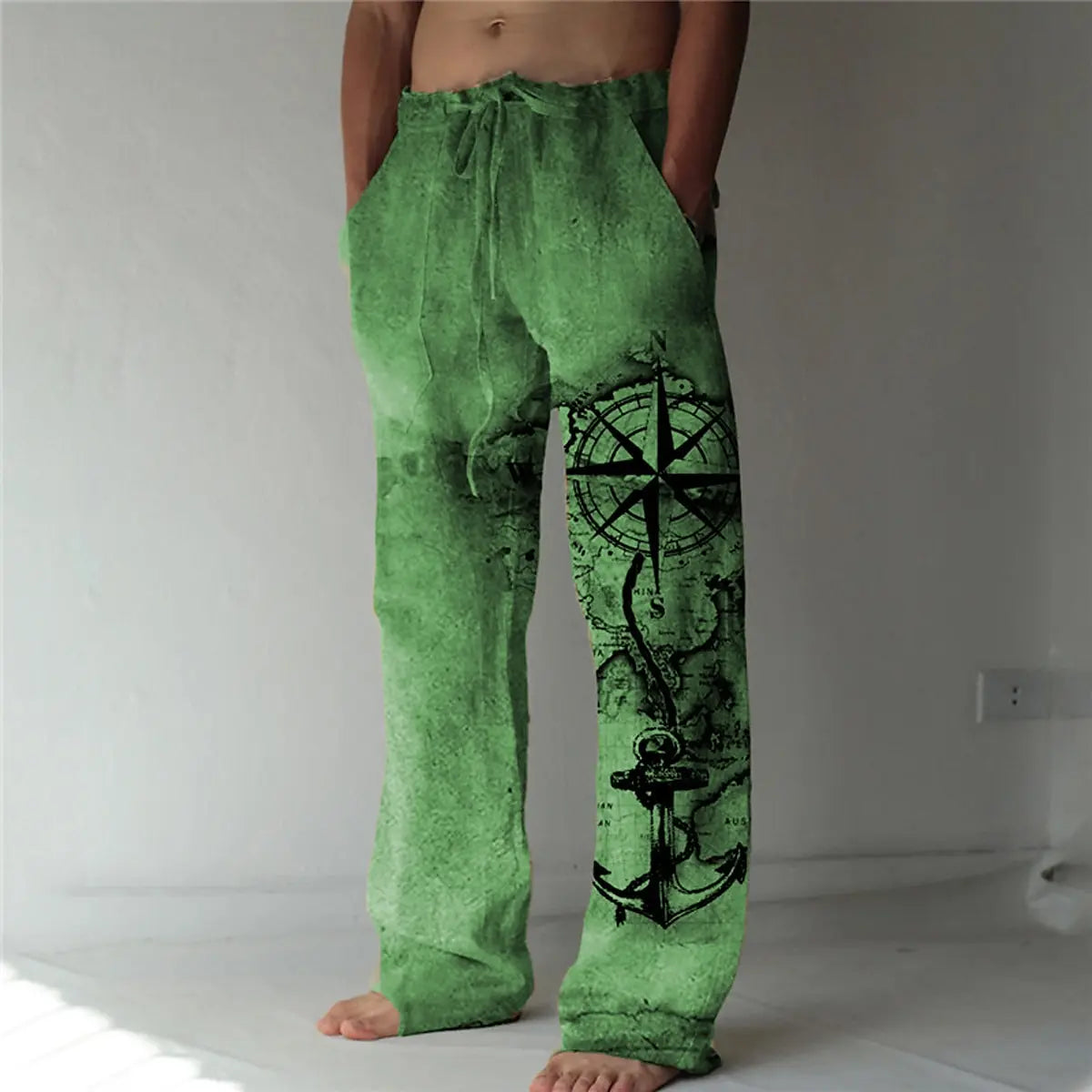 Men's Retro Compass Art Pants