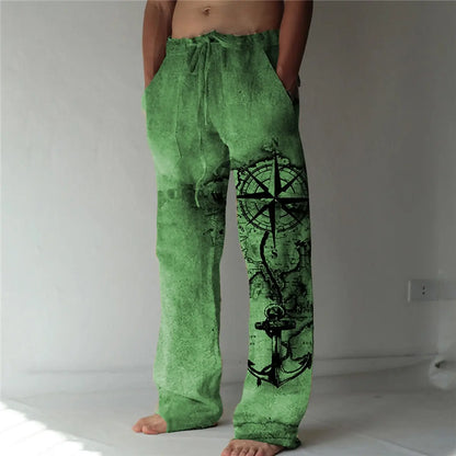 Men's Retro Compass Art Pants