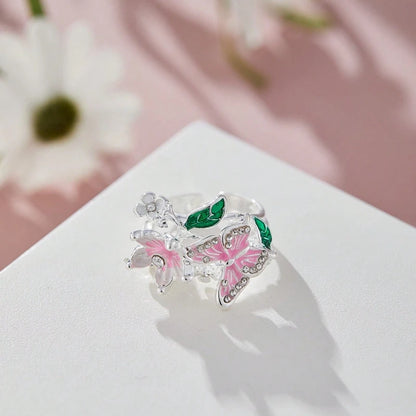 Aesthetic Flower Butterfly Rings