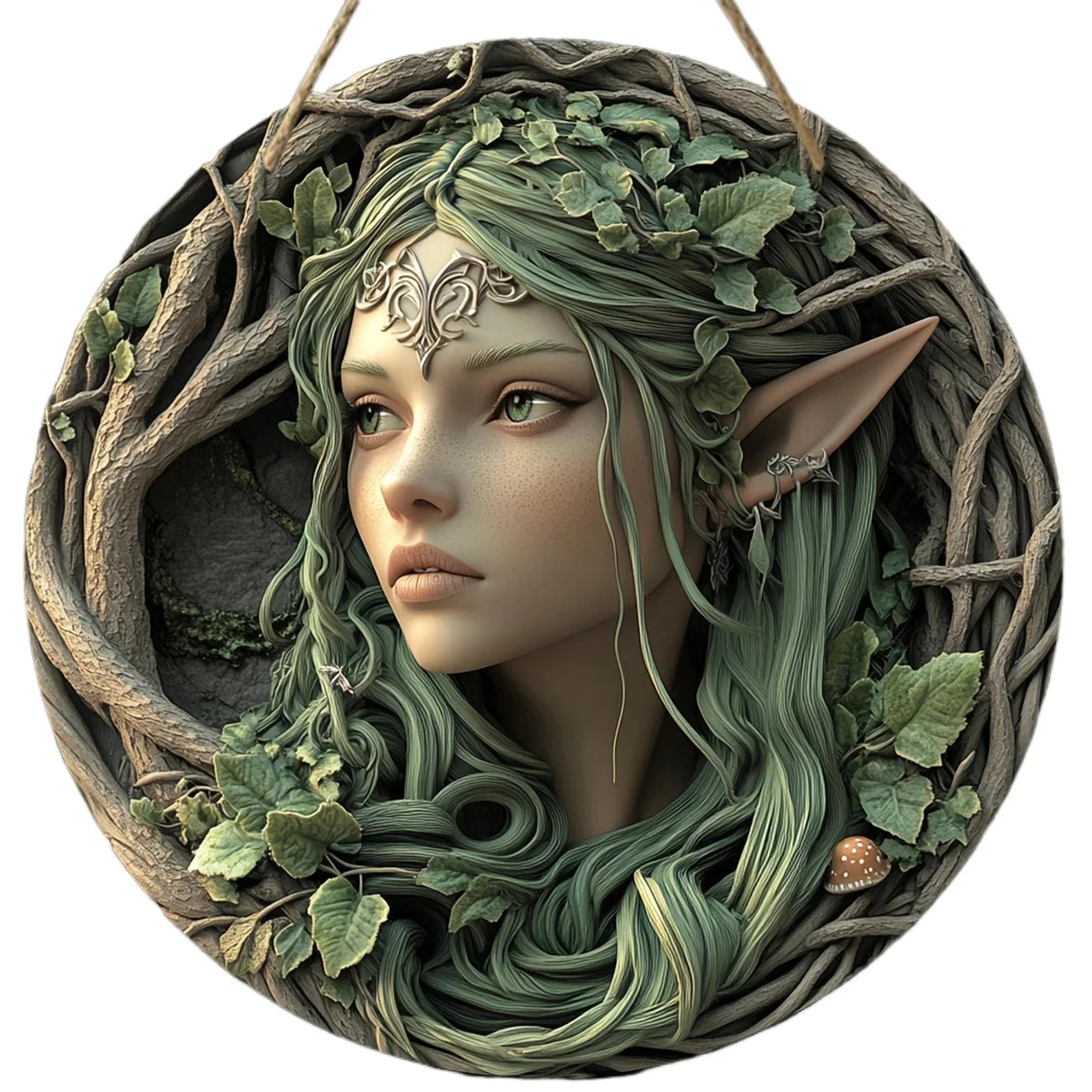 Tree Elf Circular Wooden Sign