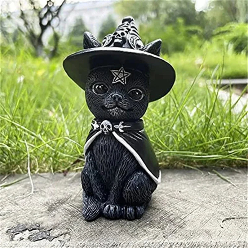 Mysterious Cute Cat Witch Figurine