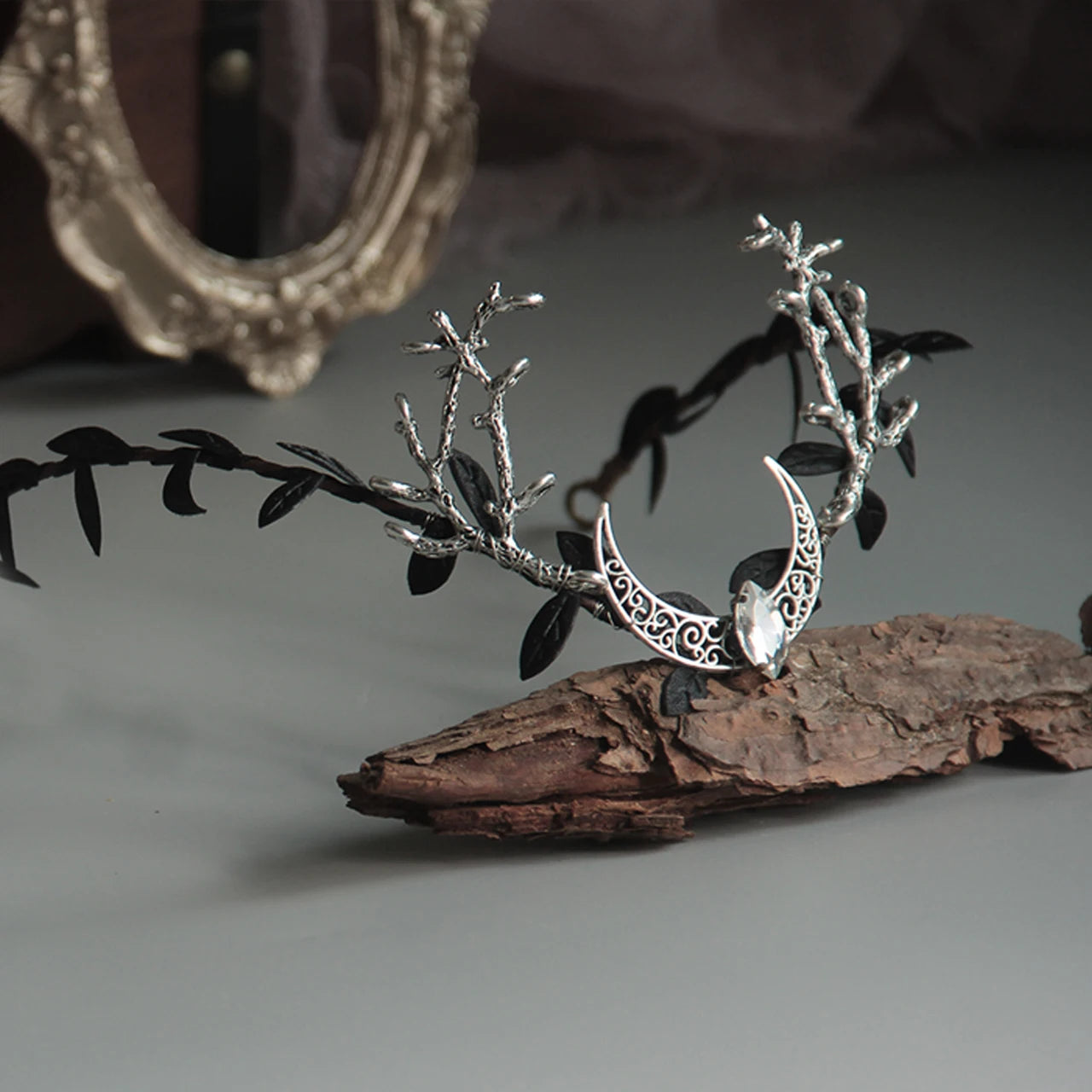 Black gothic crown with antlers