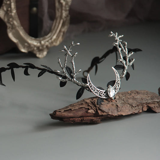 Black gothic crown with antlers