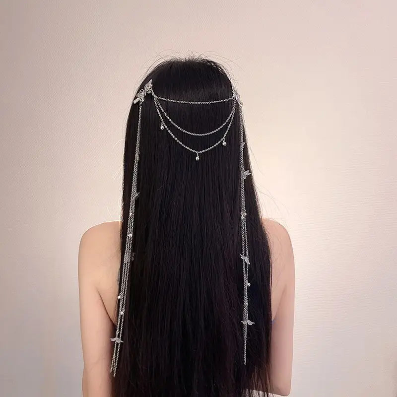 Crystal Long Tassel Chain Headband