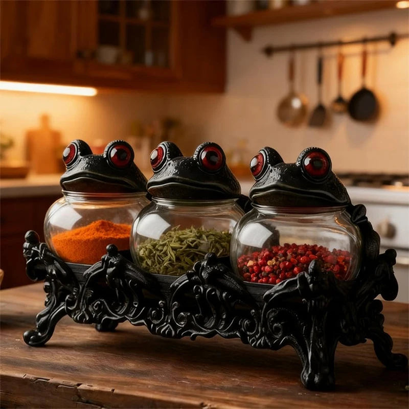 Frog-Lid Apothecary Spice Jars