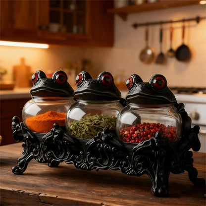 Frog-Lid Apothecary Spice Jars