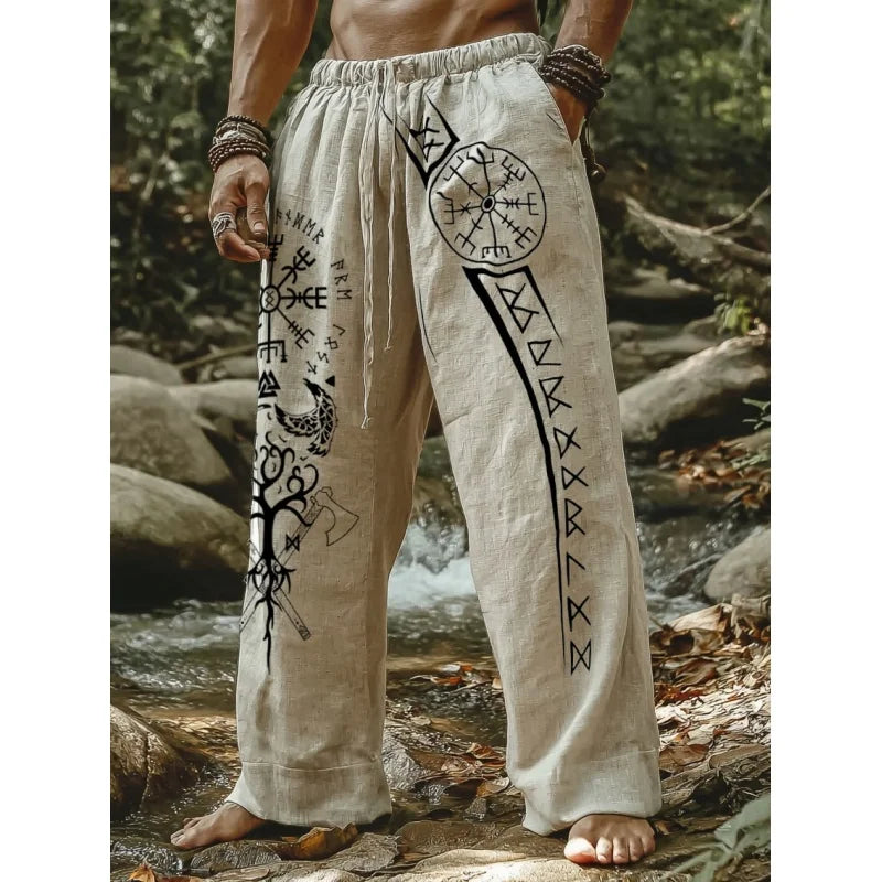 Men's Viking Retro Nordic Totem Two tone  Casual Pants