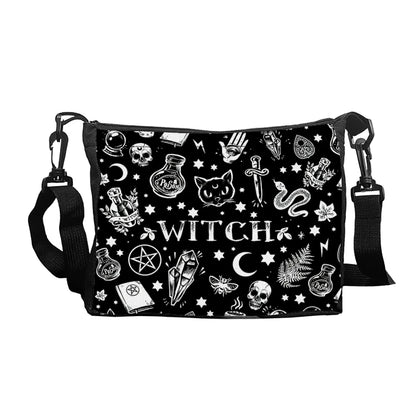 Gothic Cat Printed Shoulder Bag