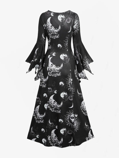 Sun Moon Face Print Dress
