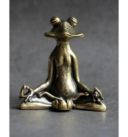 Retro Copperware Incense Socket Zen Frog Ornaments Solid Pure Copper Frog Tea Pet Incense Holder Ornaments