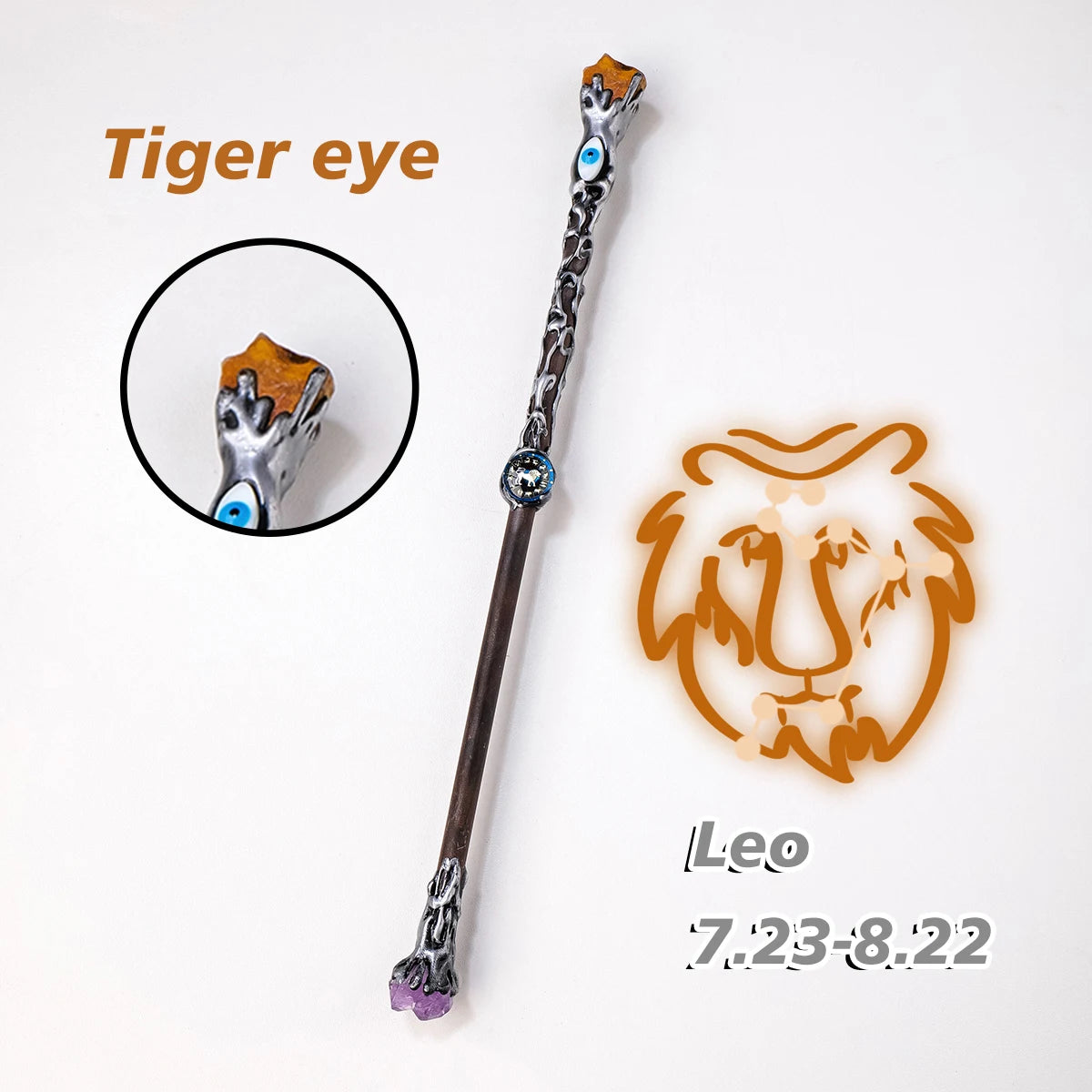 Natural Crystal 12 Constellations Devil's Eye Energy Wand