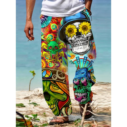 Men's Summer Fashion Casual Pants Skull Print
