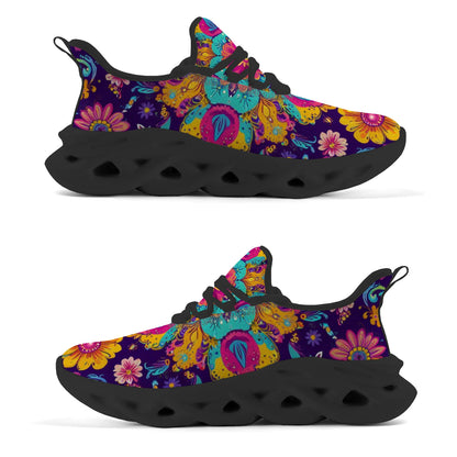 Bohemian Purple Gold Flower Men's and Women's Sneaker's