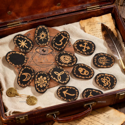 Mysterious Rune Set Handmade Wooden Rune