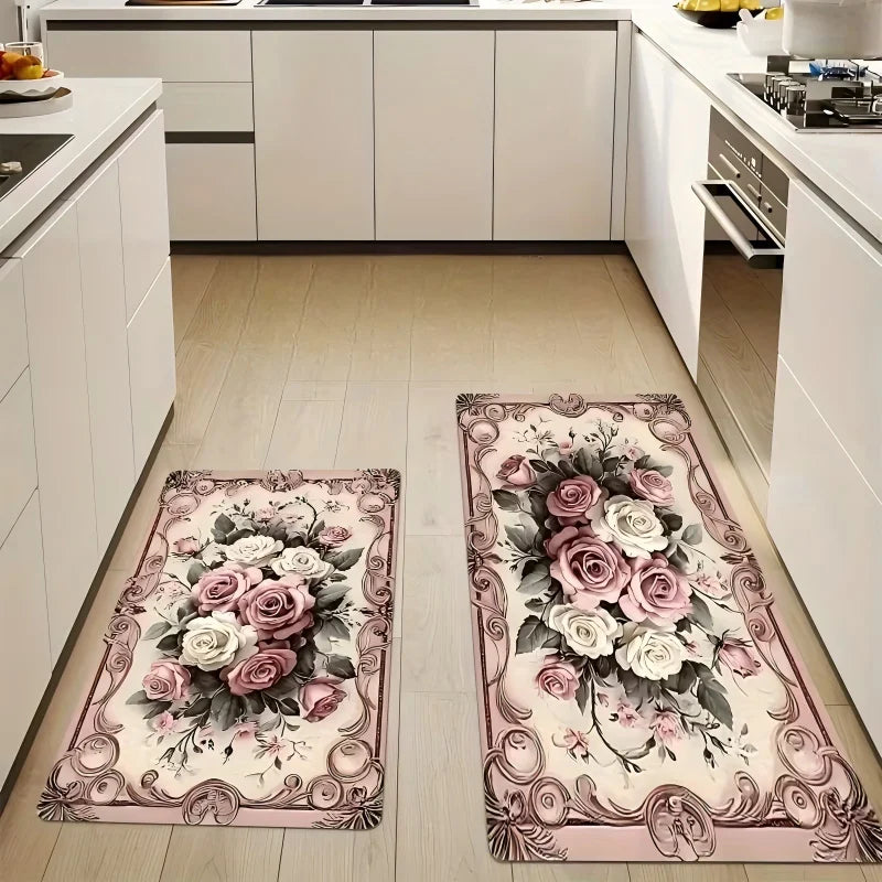 Pink Rose  Non-slip  Kitchen Mat