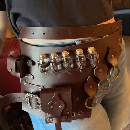 Medieval Witch Alchemist Leather Utility Belt
