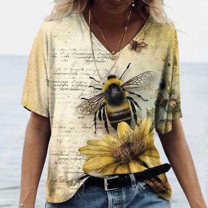 Women's T-Shirt Vintage Bee Print