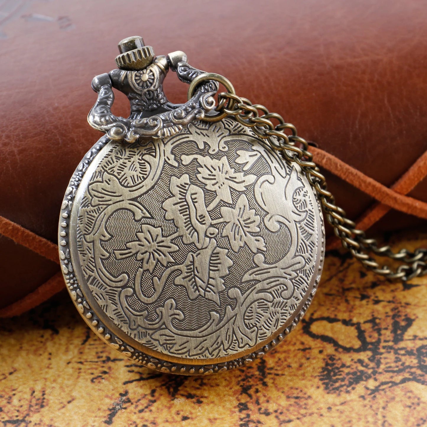 Bronze Hollow Tree of Life Quartz Pocket Watch
