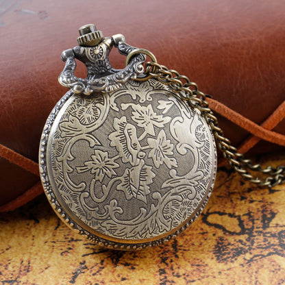 Bronze Hollow Tree of Life Quartz Pocket Watch