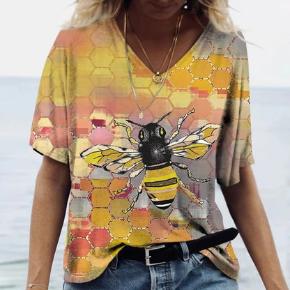 Women's T-Shirt Vintage Bee Print