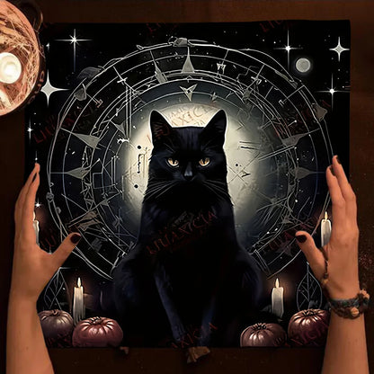 Esoteric Black Cat Tarot Tablecloth