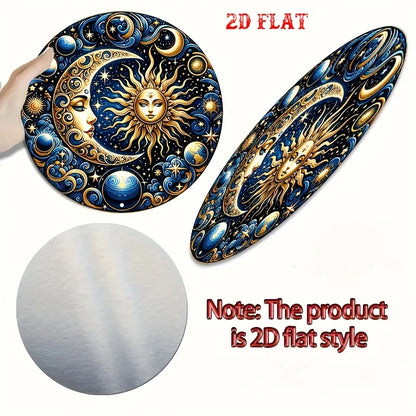 Vintage Metal Sign Celestial Sun and Moon Design