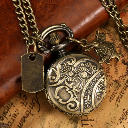 Vintage Quartz Lovely Rabbit Bronze Pocket Watch