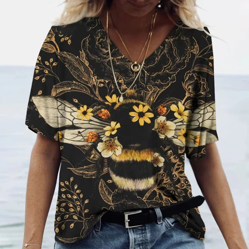 Women's T-Shirt Vintage Bee Print