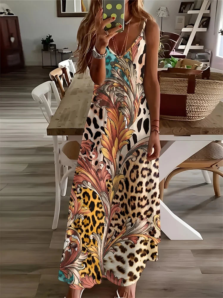 Bohemian-style Sexy Halter Ankle-length Dress