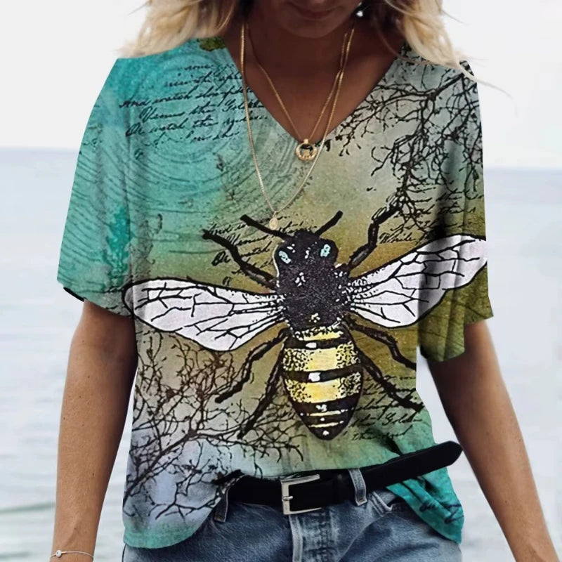 Women's T-Shirt Vintage Bee Print