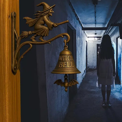 Halloween Retro Witch Doorbell Metal Wrought Iron Gothic Witch Decorative Doorbell Outdoor Garden Front Door Hanging Decorations
