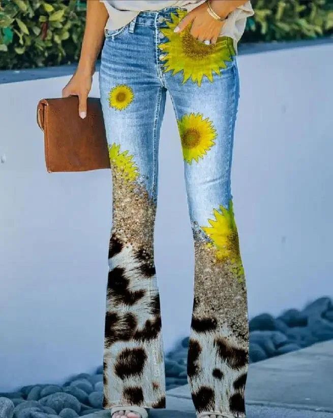 Casual Plus Size Women's Bell Bottom Pants