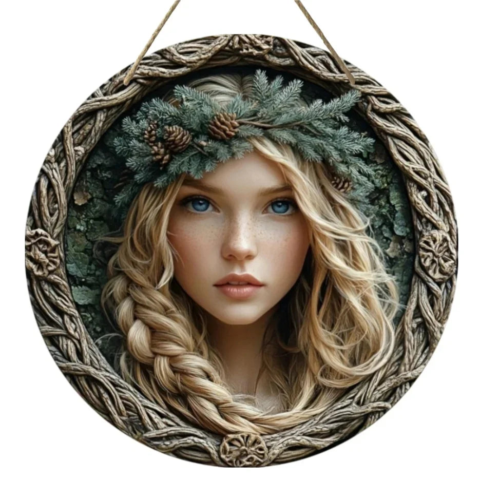 Tree Elf Circular Wooden Sign