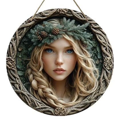 Tree Elf Circular Wooden Sign