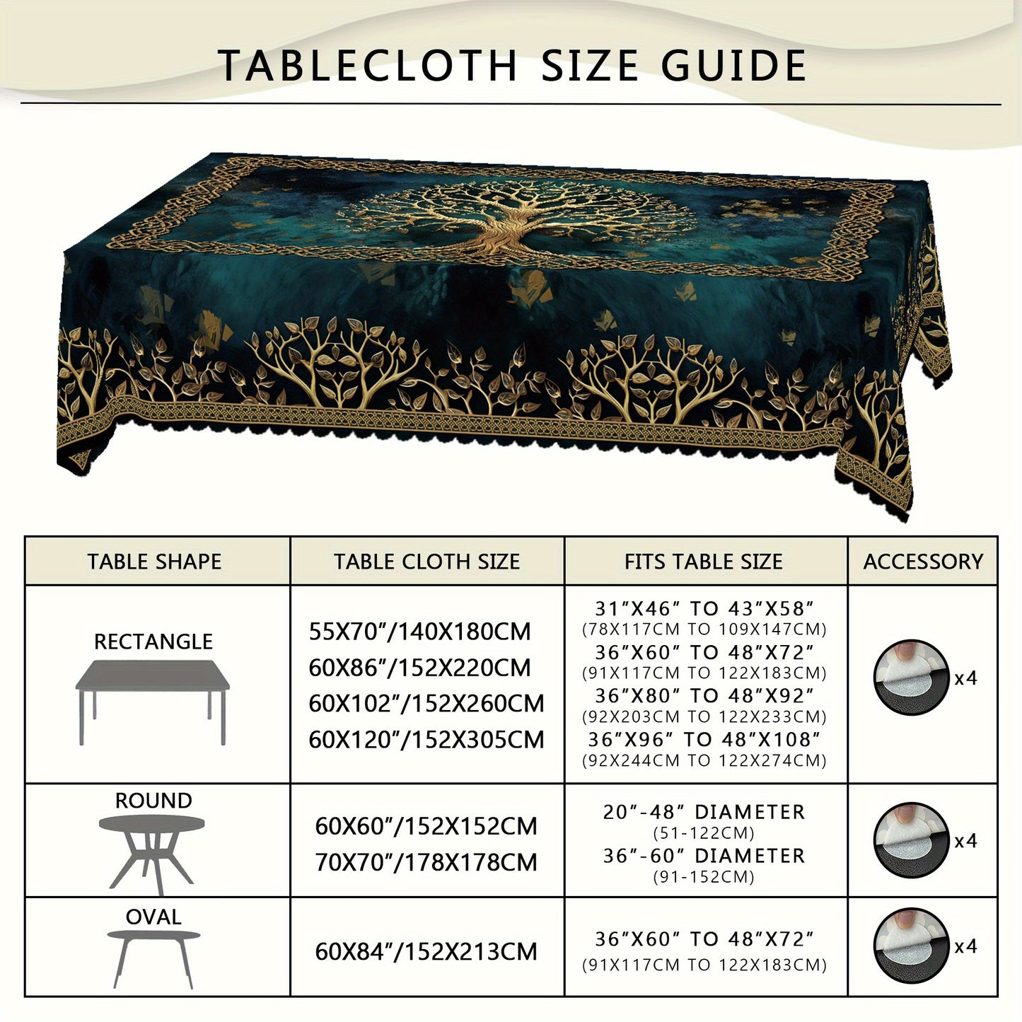 Deep Teal Tree of Life Tablecloth
