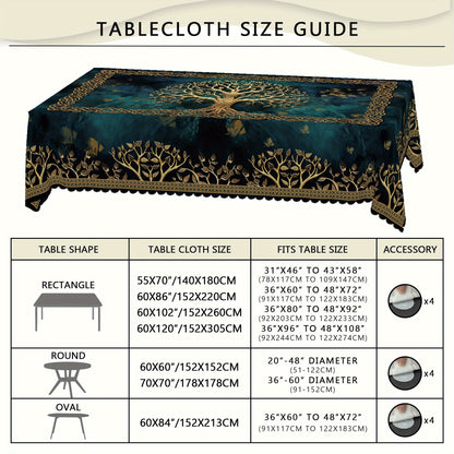 Deep Teal Tree of Life Tablecloth