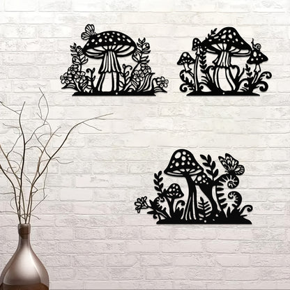3pc Iron Mushroom Wall Art