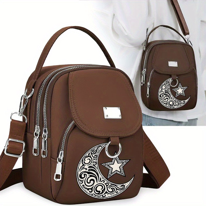 Modern Star and Moon Crossbody Bag Versatile Unisex