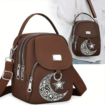 Modern Star and Moon Crossbody Bag Versatile Unisex