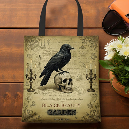Gothic Raven Skull Tote Bag Large Capacity