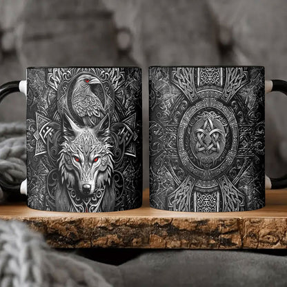 Wolf & Raven Celtic Knot Ceramic mug Hand Wash Only, 11oz Capacity