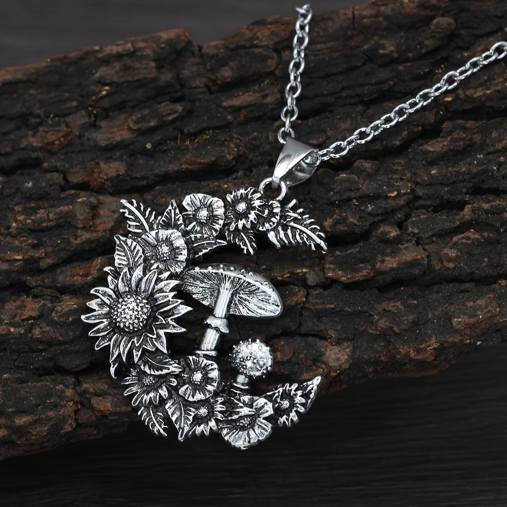 2pc Mushroom Necklace Vintage Silvery Chain