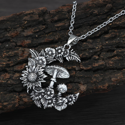 2pc Mushroom Necklace Vintage Silvery Chain