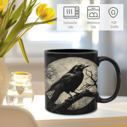Gothic Raven Moonlit Tree Ceramic Mug Durable 11oz Cup