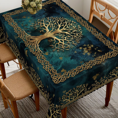 Deep Teal Tree of Life Tablecloth