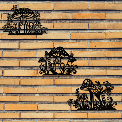 3pc Iron Mushroom Wall Art